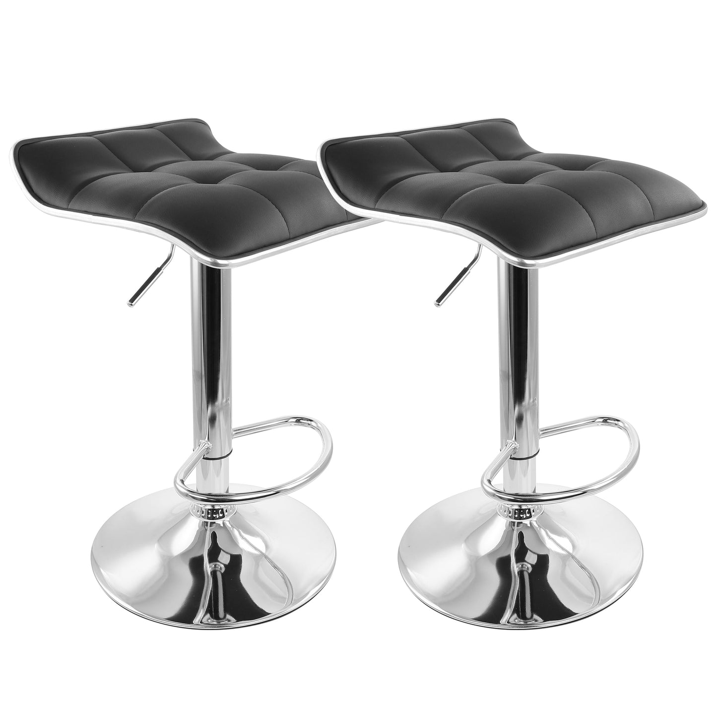 Elama 2 Piece Tufted Faux Leather Adjustable Bar Stool with Low Back